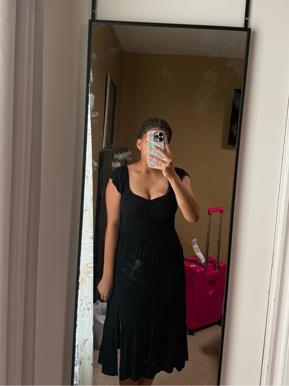 Hollister Black Midi Dress with Sweetheart Neckline